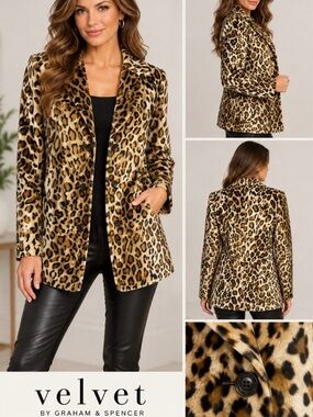 Velvet by Graham and Spencer soft plush  Jacket in Leopard